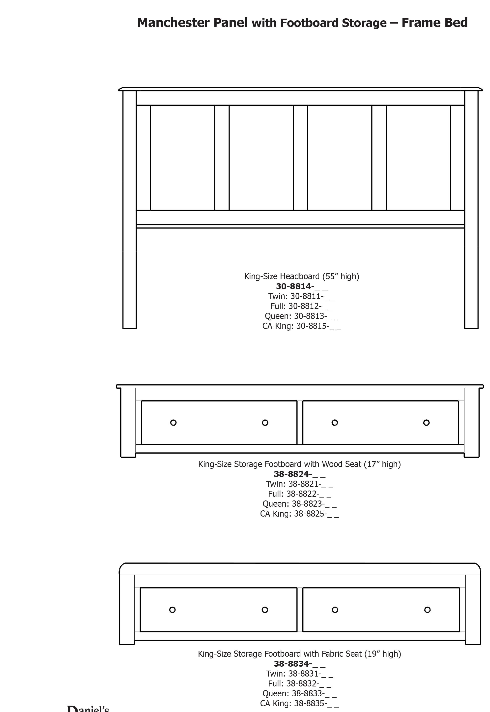 Daniel's Amish Manchester 308813+33+03 Solid Wood Queen Bed with Low Footboard Westrich